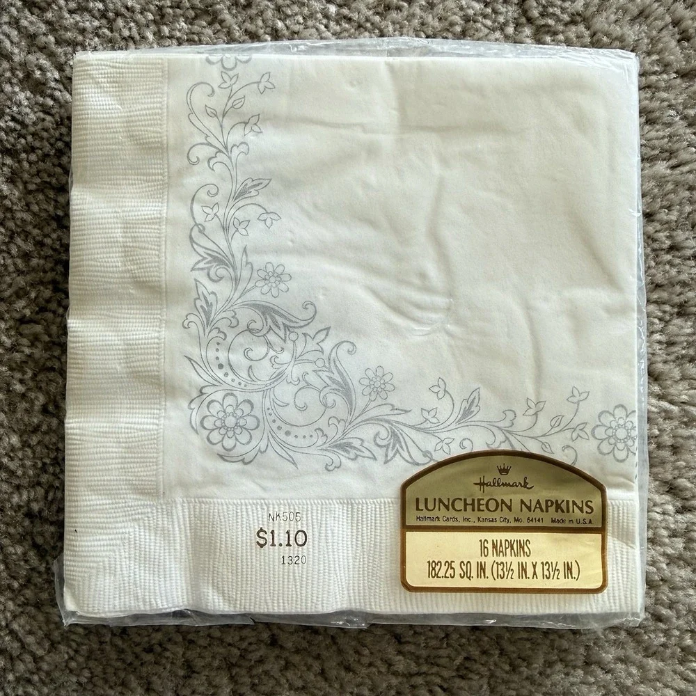 Vintage Hallmark Confirmation Napkins Silver 16ct Luncheon NK505 NOS Sealed